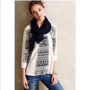 Anthropologie Geometric Swing 3/4 Sleeve Sweater